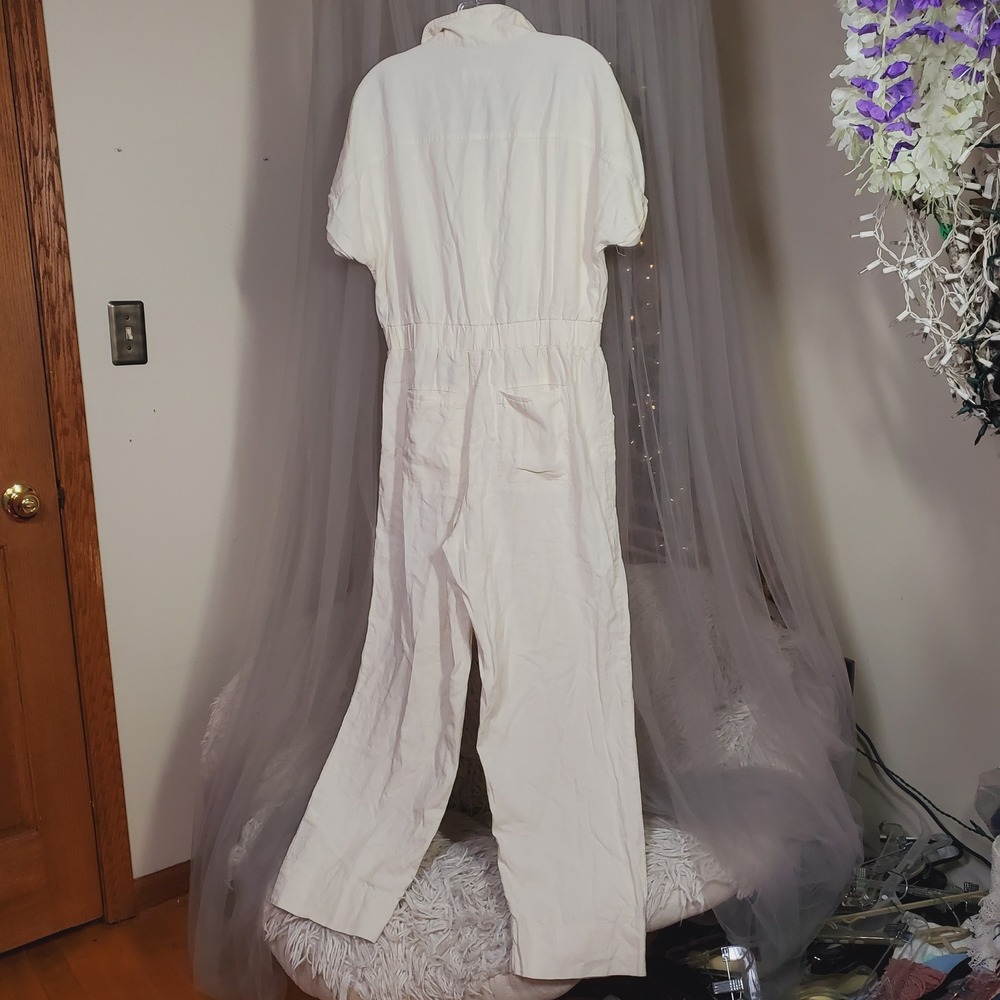 Y2K Safari Utility Jumpsuit Clean Girl Short Sleeve Size 10 Relaxed Fit Resort - Picture 3 of 4